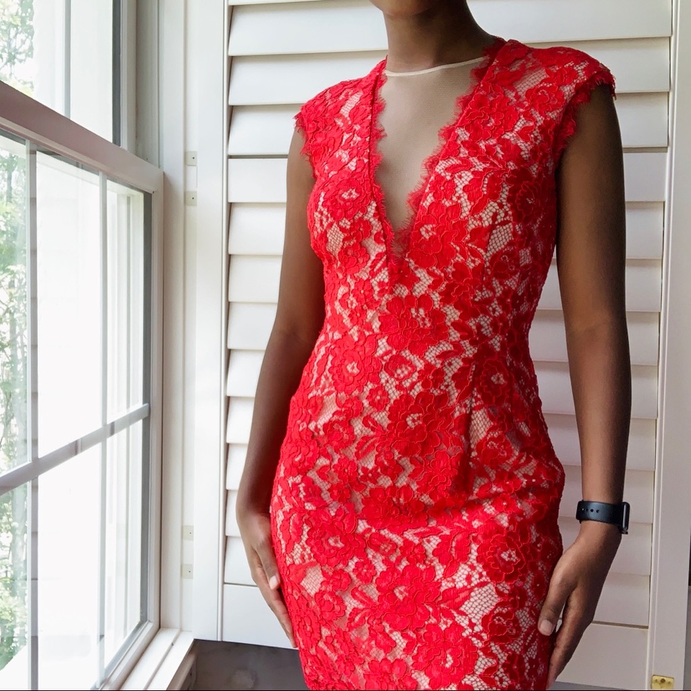 Aidan Mattox - Fiery Red Laced Dress